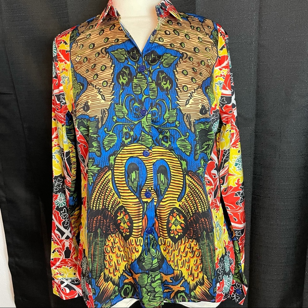 Cyanine Sea 100% Silk Shirt